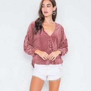 Boho Rose Velvet Striped Top